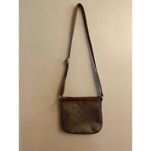 Fossil Brown Geometric Crossbody Bag With Adjustable Strap